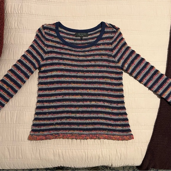 rag & bone Navy and Pink Striped Sweater - Picture 3 of 6